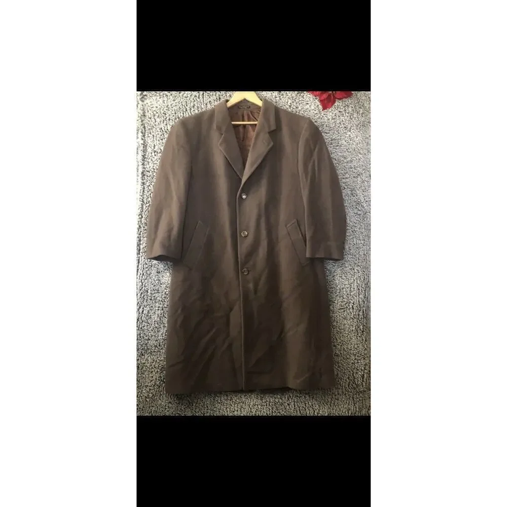 SILVER CLOUD wool/nylon/cashmere Blend Brown/Rust Dress overcoat size 46 Long